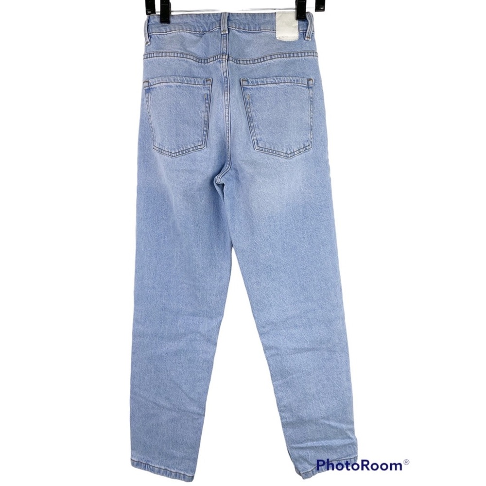 ZARA High Waist High Rise Rigid Denim Jeans Faded Blue Women’s US 6